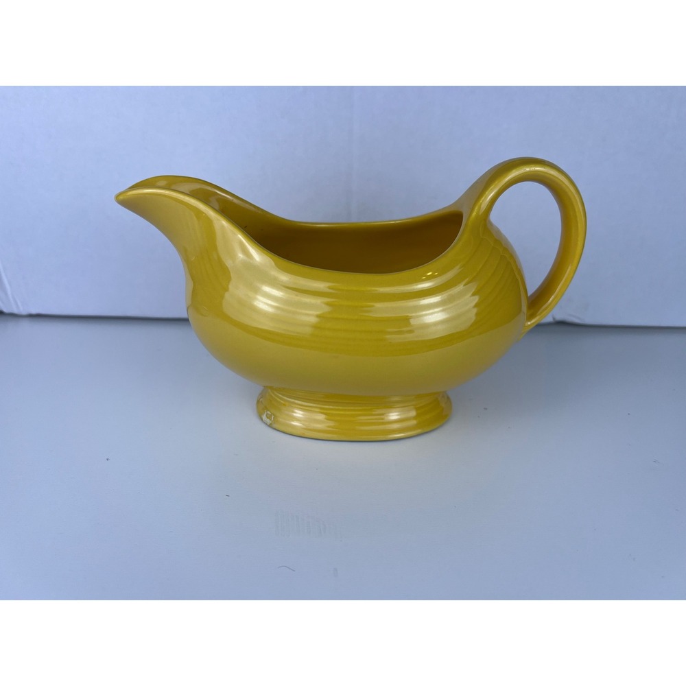 Fiestaware Marigold Yellow Ceramic Sauce Gravy Boat 8"W 4"T Vintage